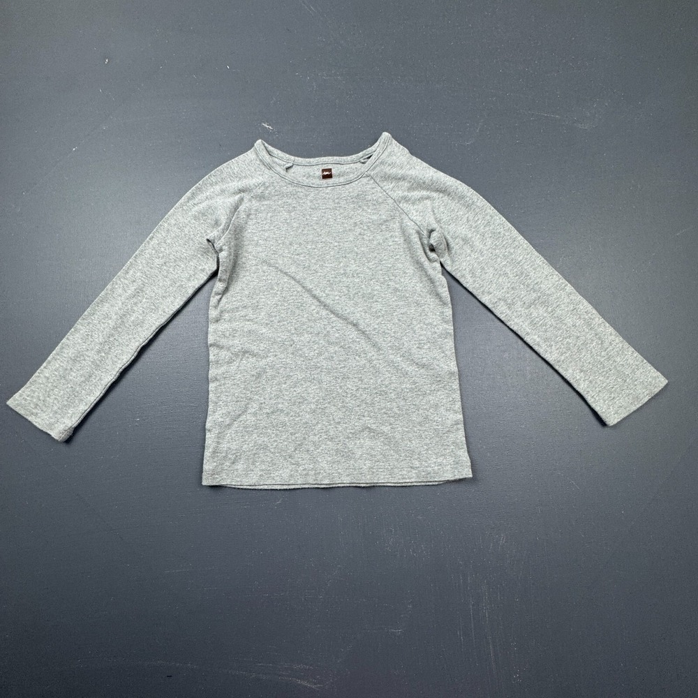 Tea Collection Boys 6 Gray Long Sleeve Shirt Cotton Crewneck Basic Casual Tee